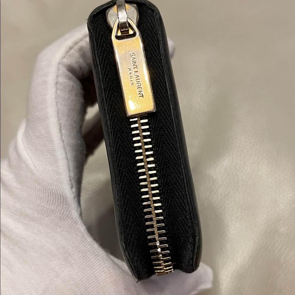 YSL Black Leather Wallet with Gold Accents - Picture 11 of 14